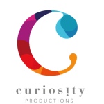 Curiosity Productions logo: a large serif C in blocks of orange, pink, red, cyan, teal and purple